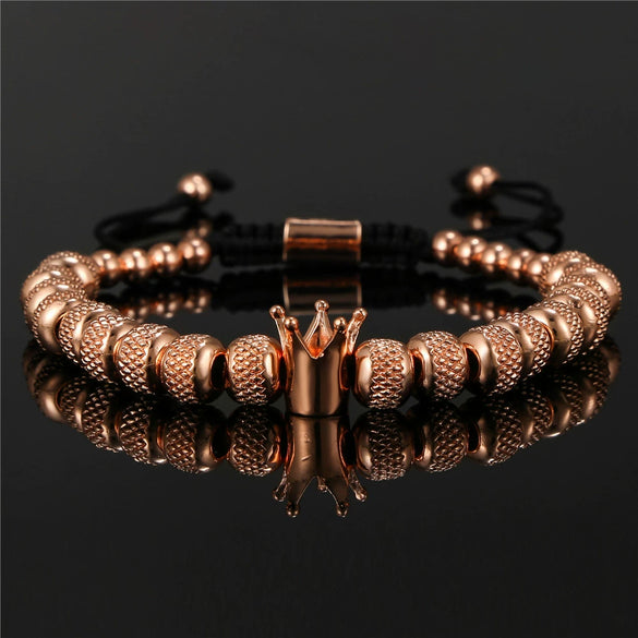 Wholesale Copper Crown Beaded Pineapple Braided Adjustable Unisex Bracelet With Electroplating