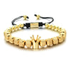 Wholesale Copper Crown Beaded Pineapple Braided Adjustable Unisex Bracelet With Electroplating