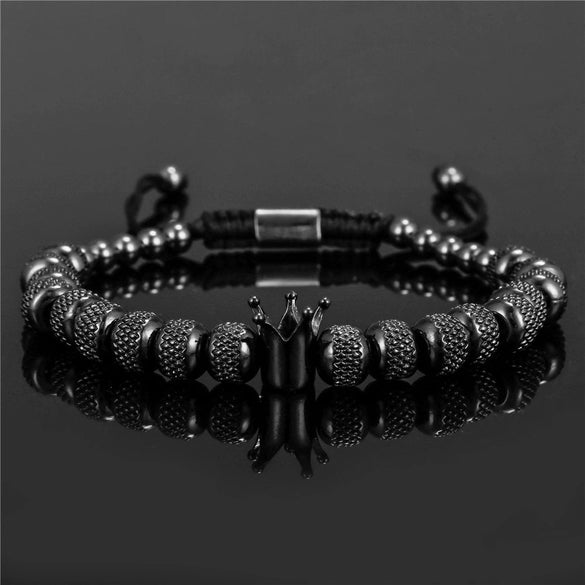 Wholesale Copper Crown Beaded Pineapple Braided Adjustable Unisex Bracelet With Electroplating