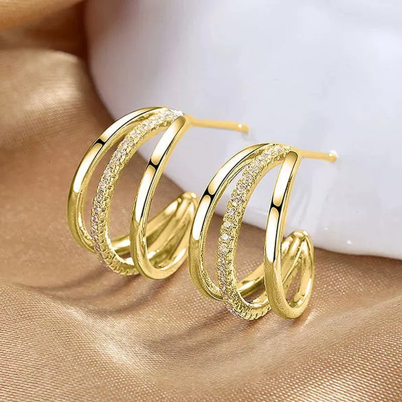 Wholesale Copper Cshaped Geometric Style Ring Earrings For Women