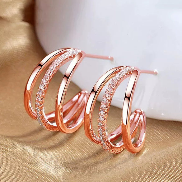 Wholesale Copper Cshaped Geometric Style Ring Earrings For Women