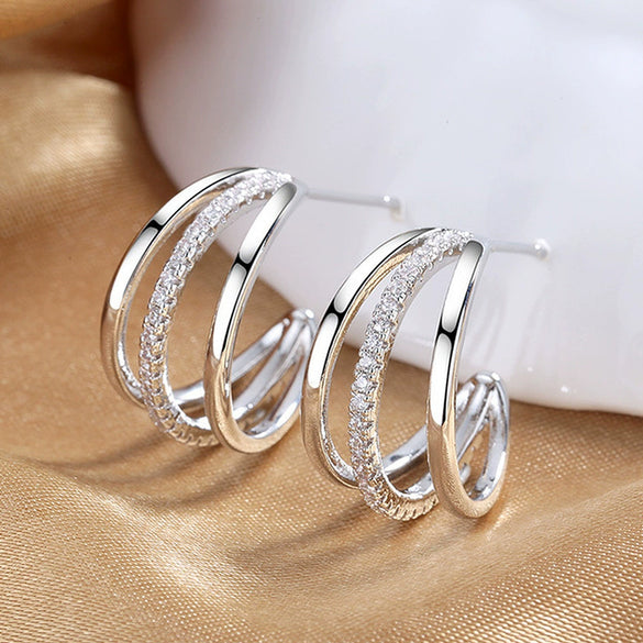 Wholesale Copper Cshaped Geometric Style Ring Earrings For Women
