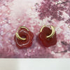 Wholesale Copper Cshaped Tube Electroplated Flower Resin Earrings For Women