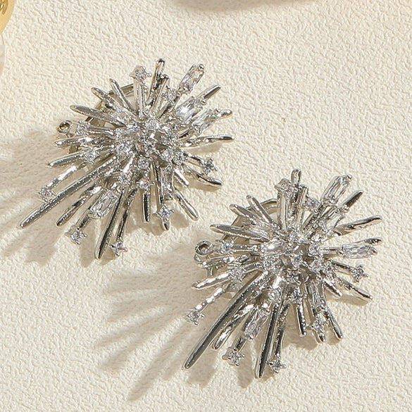 Wholesale Copper Cshaped Tube Electroplated Flower Resin Earrings For Women