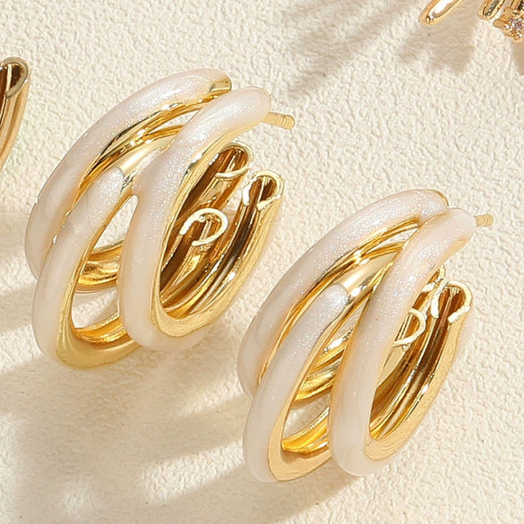Wholesale Copper Cshaped Tube Electroplated Flower Resin Earrings For Women