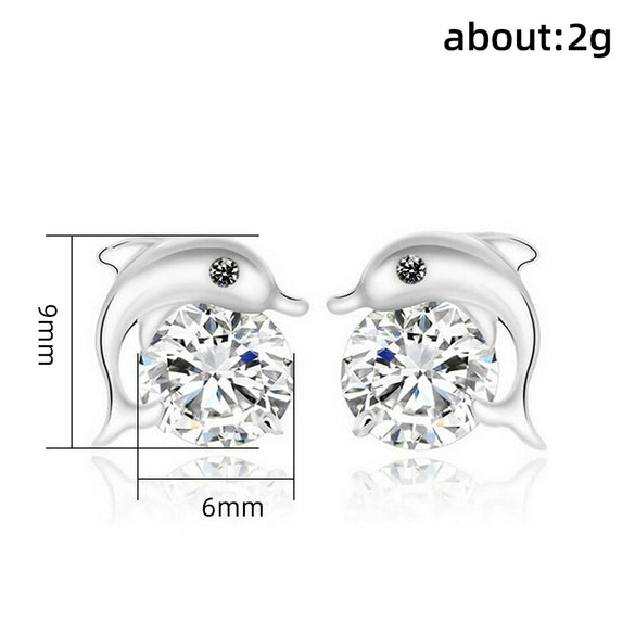 Wholesale Copper Dolphin Microinlaid Zircon Earrings With Animal Pattern