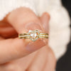 Wholesale Copper Double Peach Heart Geometric Style Ring For Women Inlaid With Zircon