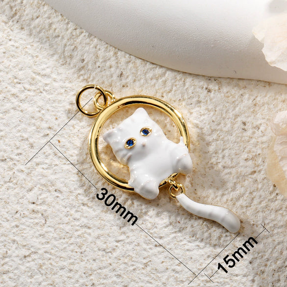 Wholesale Copper Dripping Oil Animal Rabbit Fox Cat Pendant Jewelry