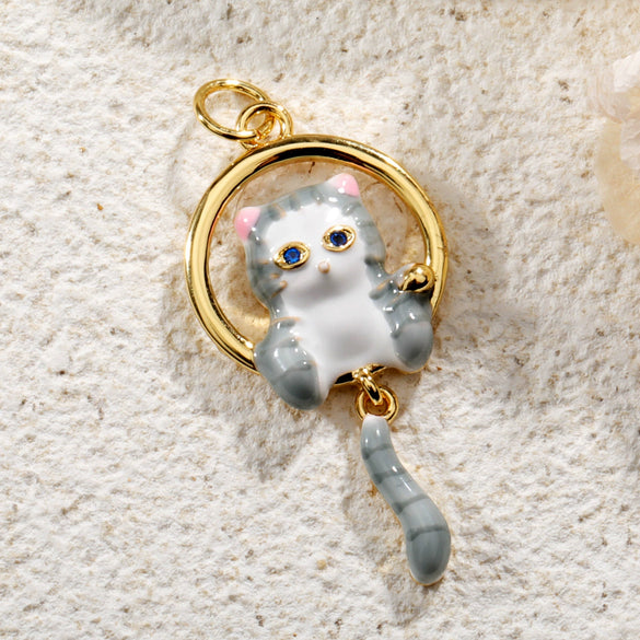 Wholesale Copper Dripping Oil Animal Rabbit Fox Cat Pendant Jewelry