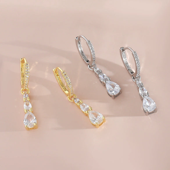 Wholesale Copper Drop Shape Earrings French Retro Minimalist Style