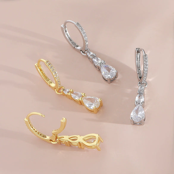 Wholesale Copper Drop Shape Earrings French Retro Minimalist Style