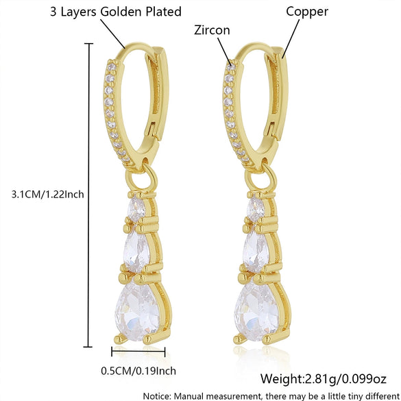 Wholesale Copper Drop Shape Earrings French Retro Minimalist Style