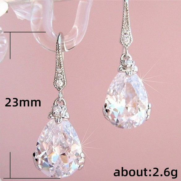 Wholesale Copper Drop Shape Zircon Earrings For Women Simple Allmatch Style