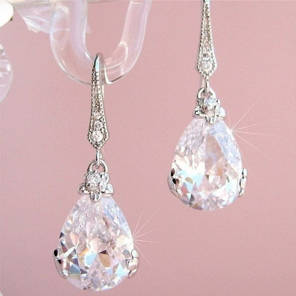 Wholesale Copper Drop Shape Zircon Earrings For Women Simple Allmatch Style