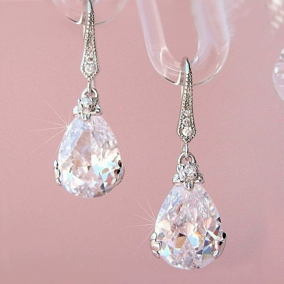 Wholesale Copper Drop Shape Zircon Earrings For Women Simple Allmatch Style