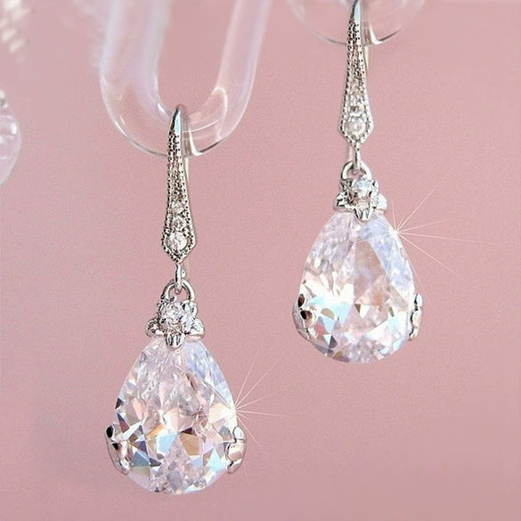 Wholesale Copper Drop Shape Zircon Earrings For Women Simple Allmatch Style