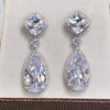 Wholesale Copper Drop Shape Zircon Pendant Earrings Light Luxury Retro Style