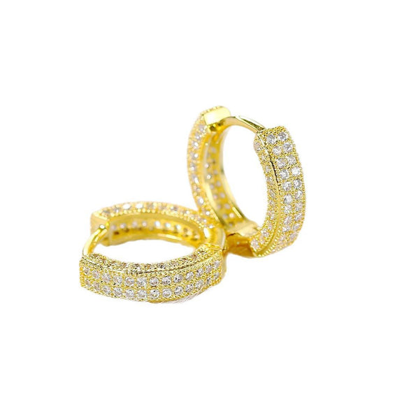 Wholesale Copper Ear Buckle With Real Gold Plating Light Luxury Style Zircon Micro Inlay Round Design For Women
