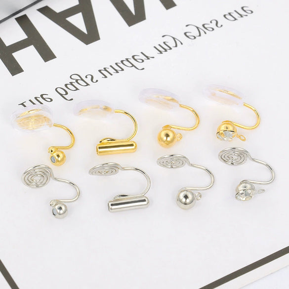 Wholesale Copper Ear Clip Converter Invisible Earrings Electroplated Mosquito Coil Disc Ushaped Ear Clip For Women