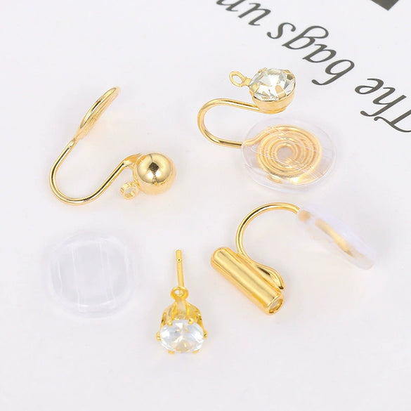 Wholesale Copper Ear Clip Converter Invisible Earrings Electroplated Mosquito Coil Disc Ushaped Ear Clip For Women