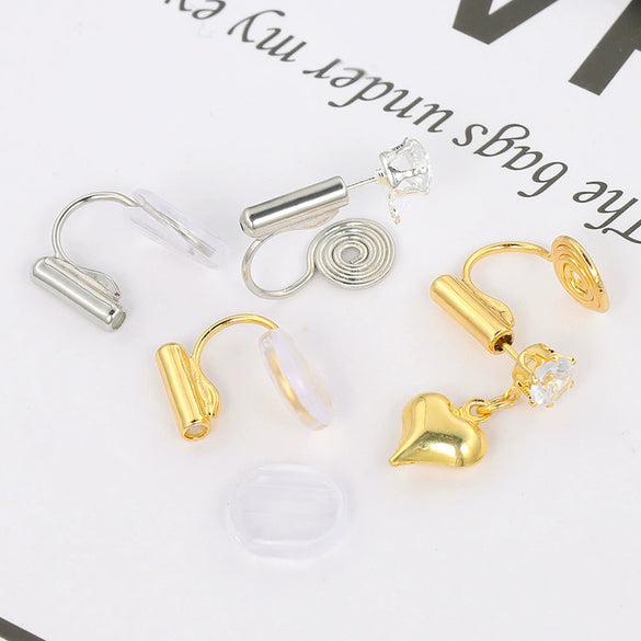 Wholesale Copper Ear Clip Converter Invisible Earrings Electroplated Mosquito Coil Disc Ushaped Ear Clip For Women