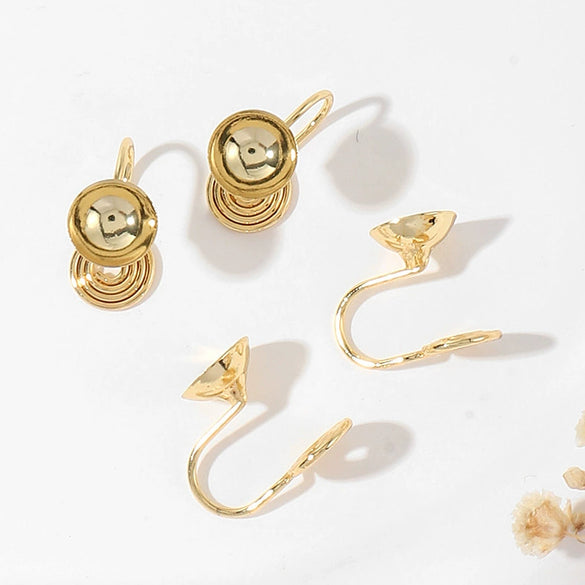 Wholesale Copper Ear Clip Converter Invisible Earrings Electroplated Mosquito Coil Disc Ushaped Ear Clip For Women