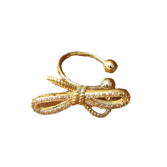 Wholesale Copper Ear Clip Earrings With Butterfly And Bow Design Cute Style Electroplating Treatment For Women