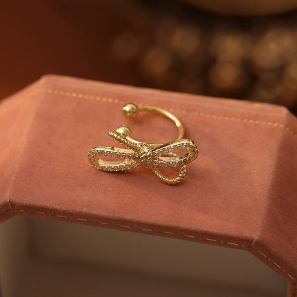 Wholesale Copper Ear Clip Earrings With Butterfly And Bow Design Cute Style Electroplating Treatment For Women