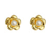 Wholesale Copper Ear Clips Retro Camellia Pearl Light Luxury Geometric Electroplated For Women