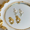 Wholesale Copper Ear Clips Retro Camellia Pearl Light Luxury Geometric Electroplated For Women