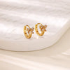 Wholesale Copper Earring With Microinlaid Alloy Artificial And Semiprecious Stones And Bow Leaf Design Electroplated