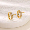 Wholesale Copper Earring With Microinlaid Alloy Artificial And Semiprecious Stones And Bow Leaf Design Electroplated