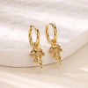 Wholesale Copper Earring With Microinlaid Alloy Artificial And Semiprecious Stones And Bow Leaf Design Electroplated