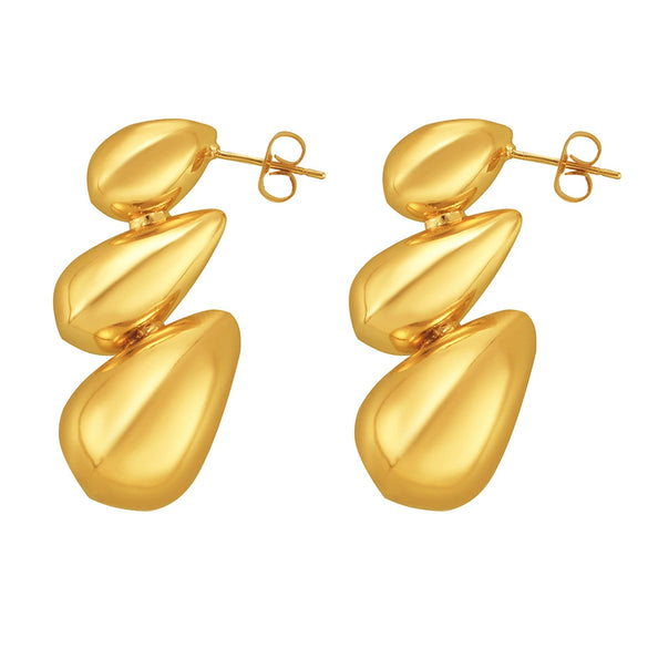 Wholesale Copper Earrings Drop Shape Geometric 18K Gold Plated For Women