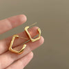 Wholesale Copper Earrings Geometric Letter Wiredrawing Electroplated Minimalist Style For Women