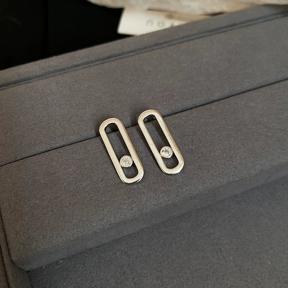 Wholesale Copper Earrings Geometric Letter Wiredrawing Electroplated Minimalist Style For Women