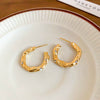Wholesale Copper Earrings Geometric Letter Wiredrawing Electroplated Minimalist Style For Women