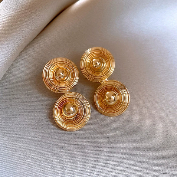 Wholesale Copper Earrings Geometric Letter Wiredrawing Electroplated Minimalist Style For Women
