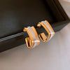 Wholesale Copper Earrings Geometric Letter Wiredrawing Electroplated Minimalist Style For Women