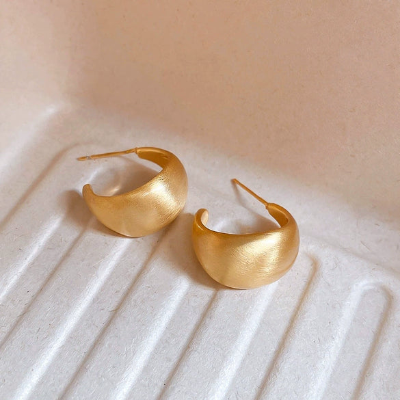 Wholesale Copper Earrings Geometric Letter Wiredrawing Electroplated Minimalist Style For Women
