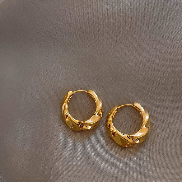 Wholesale Copper Earrings Geometric Letter Wiredrawing Electroplated Minimalist Style For Women