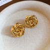 Wholesale Copper Earrings Geometric Letter Wiredrawing Electroplated Minimalist Style For Women