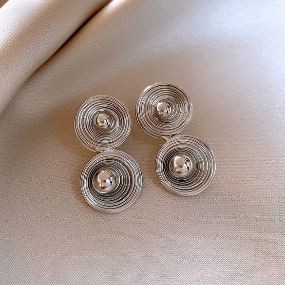 Wholesale Copper Earrings Geometric Letter Wiredrawing Electroplated Minimalist Style For Women