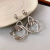Wholesale Copper Earrings Geometric Letter Wiredrawing Electroplated Minimalist Style For Women