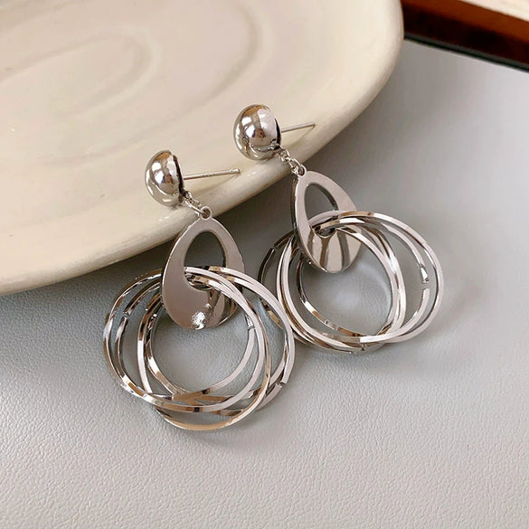 Wholesale Copper Earrings Geometric Letter Wiredrawing Electroplated Minimalist Style For Women