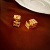 Wholesale Copper Earrings Geometric Letter Wiredrawing Electroplated Minimalist Style For Women