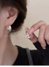 Wholesale Copper Earrings Geometric Letter Wiredrawing Electroplated Minimalist Style For Women