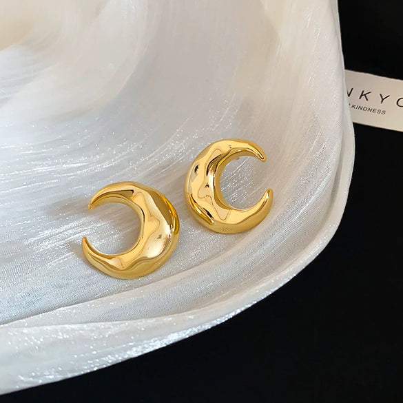Wholesale Copper Earrings Geometric Letter Wiredrawing Electroplated Minimalist Style For Women