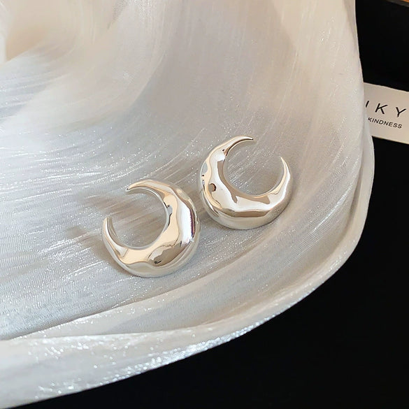 Wholesale Copper Earrings Geometric Letter Wiredrawing Electroplated Minimalist Style For Women