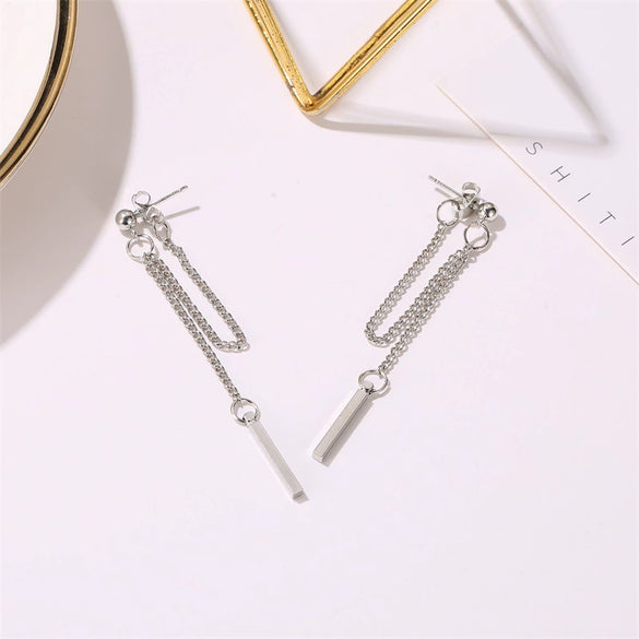 Wholesale Copper Earrings Geometric Style Long Tassel Electroplated For Women